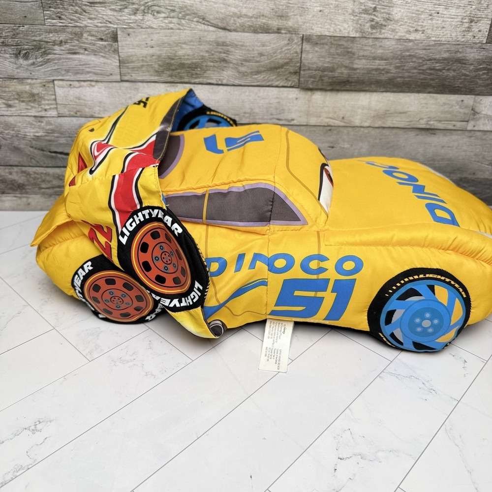 Disney Pixar Cars 3 Dinoco Cruz Ramirez #51 Yellow 18" Reversible Pillow Car